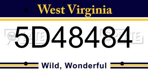 5D48484 West Virginia License Plate