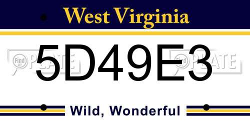 5D49E3 West Virginia License Plate