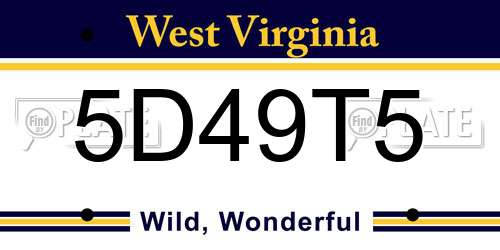 5D49T5 West Virginia License Plate