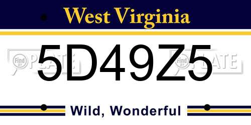 5D49Z5 West Virginia License Plate