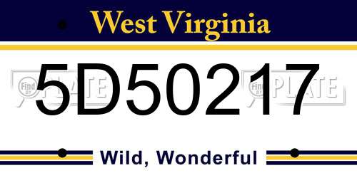 5D50217 West Virginia License Plate
