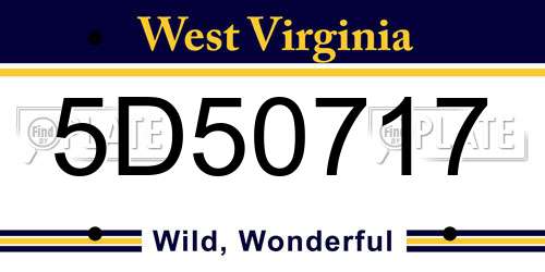 5D50717 West Virginia License Plate