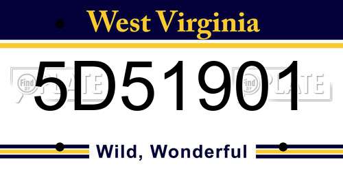 5D51901 West Virginia License Plate