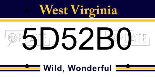 5D52B0 West Virginia License Plate