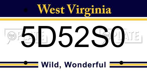 5D52S0 West Virginia License Plate