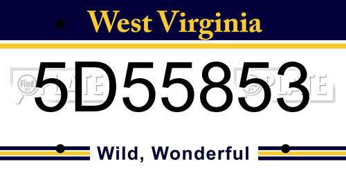 5D55853 West Virginia License Plate