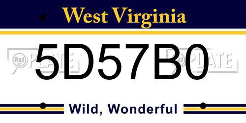 5D57B0 West Virginia License Plate