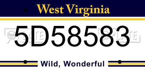 5D58583 West Virginia License Plate