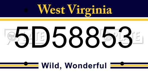 5D58853 West Virginia License Plate