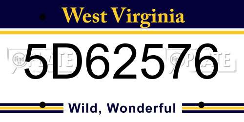 5D62576 West Virginia License Plate