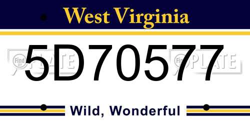 5D70577 West Virginia License Plate