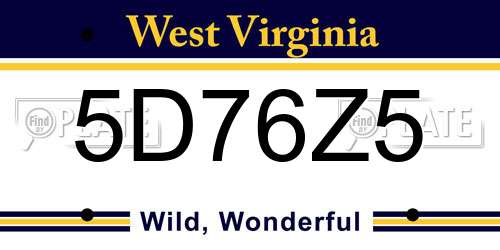 5D76Z5 West Virginia License Plate