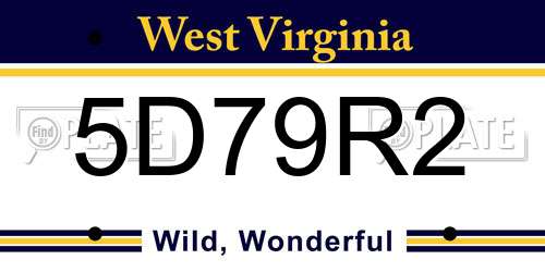 5D79R2 West Virginia License Plate