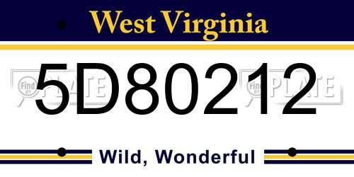 5D80212 West Virginia License Plate