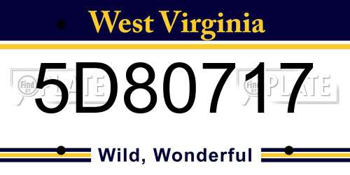 5D80717 West Virginia License Plate