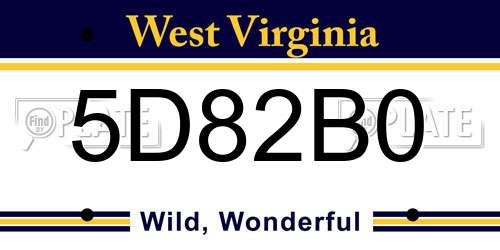 5D82B0 West Virginia License Plate