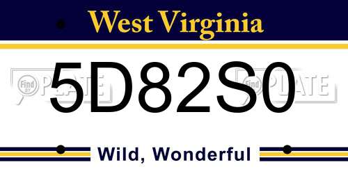 5D82S0 West Virginia License Plate