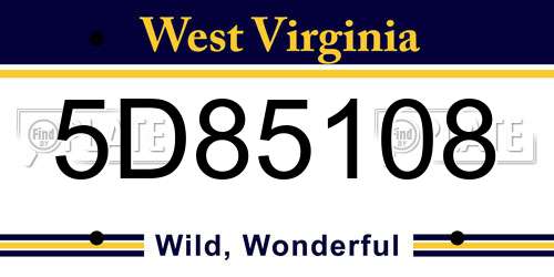 5D85108 West Virginia License Plate