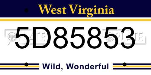 5D85853 West Virginia License Plate