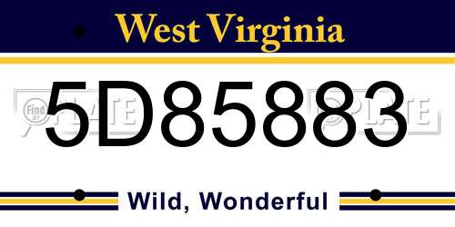 5D85883 West Virginia License Plate