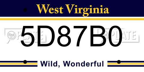 5D87B0 West Virginia License Plate
