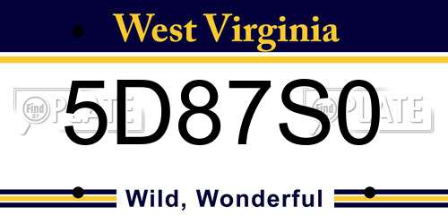 5D87S0 West Virginia License Plate