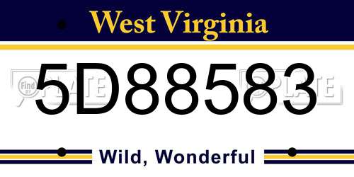 5D88583 West Virginia License Plate