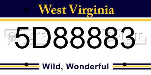 5D88883 West Virginia License Plate