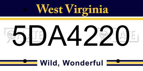 5DA4220 West Virginia License Plate