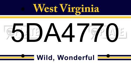 5DA4770 West Virginia License Plate