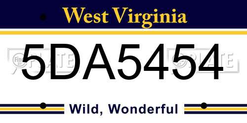 5DA5454 West Virginia License Plate