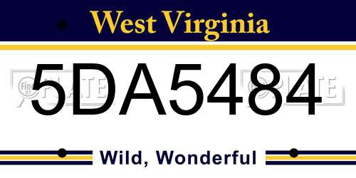 5DA5484 West Virginia License Plate