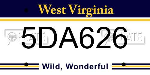 5DA626 West Virginia License Plate