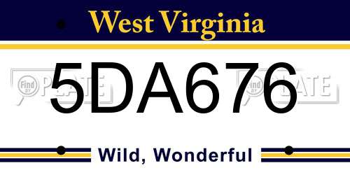 5DA676 West Virginia License Plate