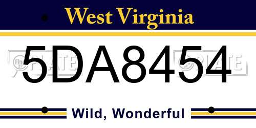 5DA8454 West Virginia License Plate