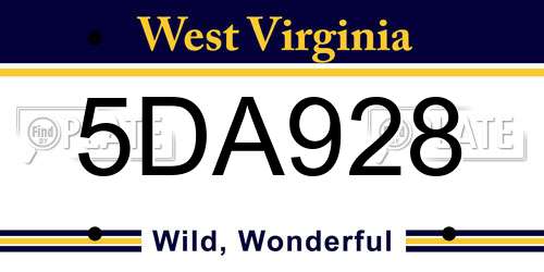 5DA928 West Virginia License Plate