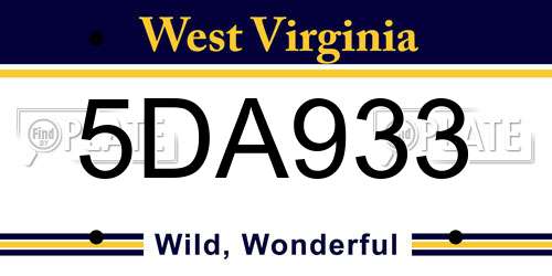 5DA933 West Virginia License Plate