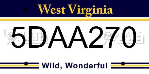 5DAA270 West Virginia License Plate