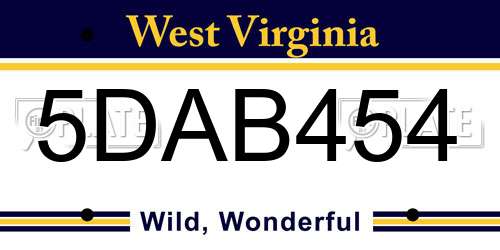 5DAB454 West Virginia License Plate