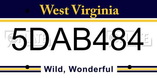 5DAB484 West Virginia License Plate