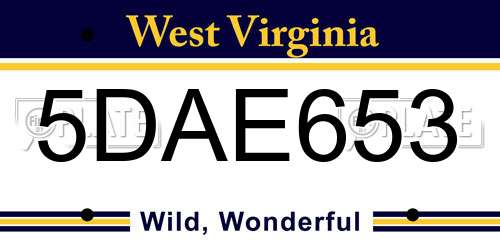 5DAE653 West Virginia License Plate