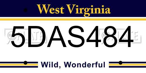 5DAS484 West Virginia License Plate