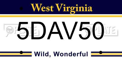 5DAV50 West Virginia License Plate