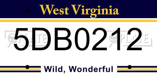 5DB0212 West Virginia License Plate