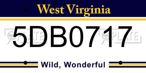 5DB0717 West Virginia License Plate