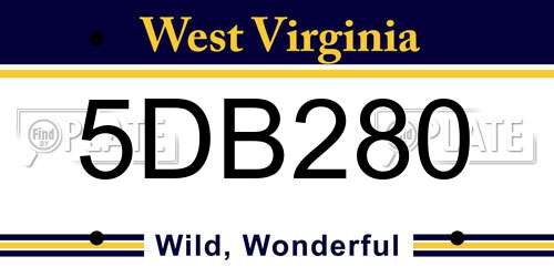 5DB280 West Virginia License Plate