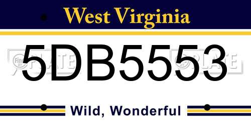 5DB5553 West Virginia License Plate