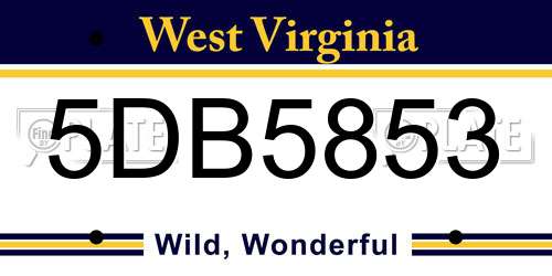 5DB5853 West Virginia License Plate