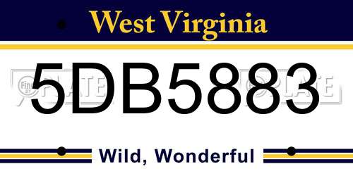 5DB5883 West Virginia License Plate