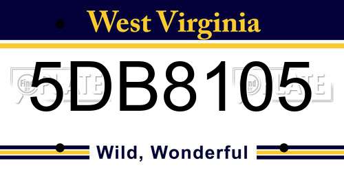 5DB8105 West Virginia License Plate